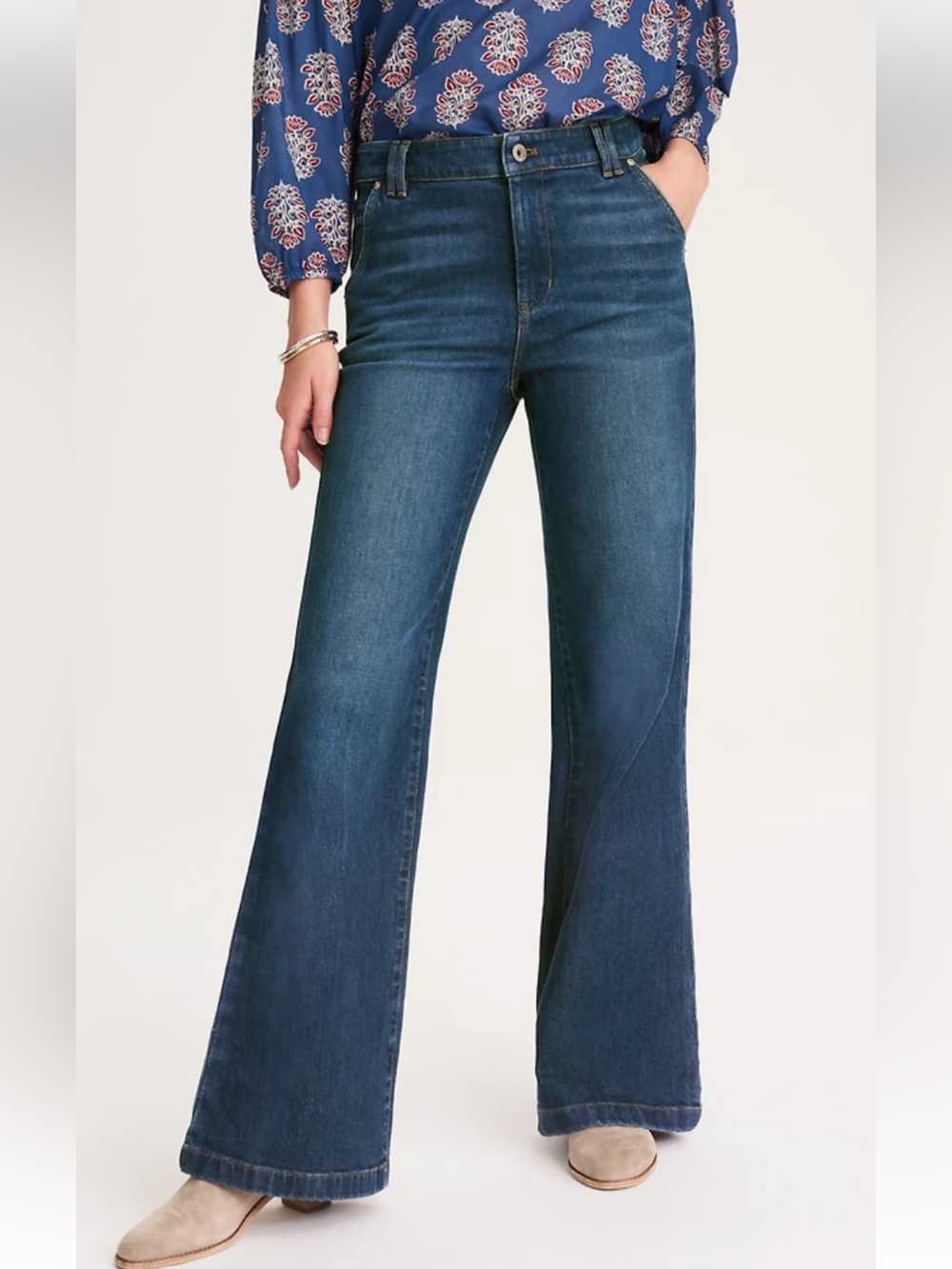 NEW J.Jill High Rise Wide Leg Jeans Sz 2P Classic Dark Wash Denim Timeless Style - Picture 2 of 16